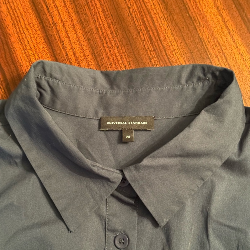 Universal Standard Asymmetric Shirtdress Cotton Blend Teal Medium 18-20 EUC - Picture 6 of 13